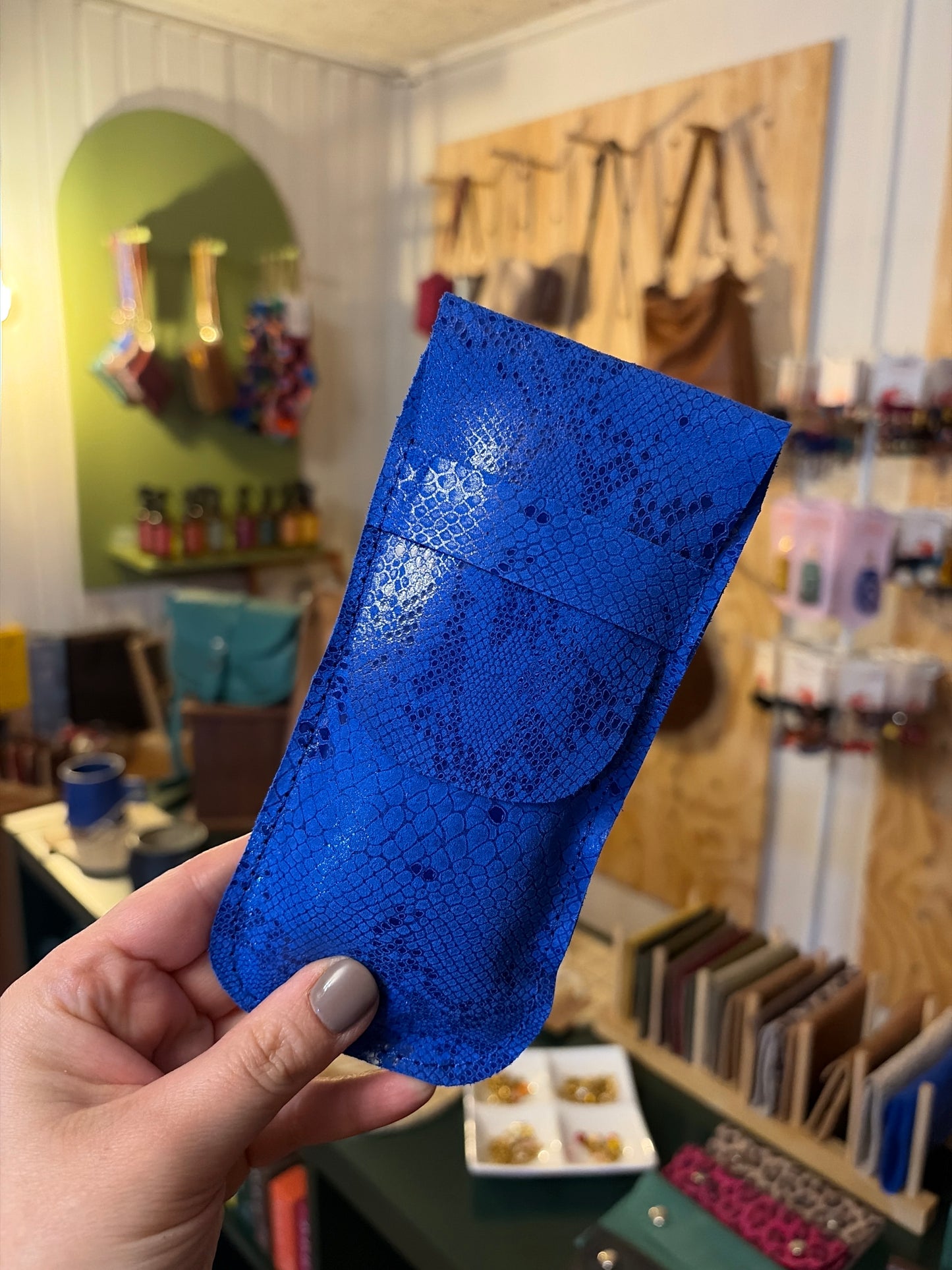 Funda de lentes azul furia