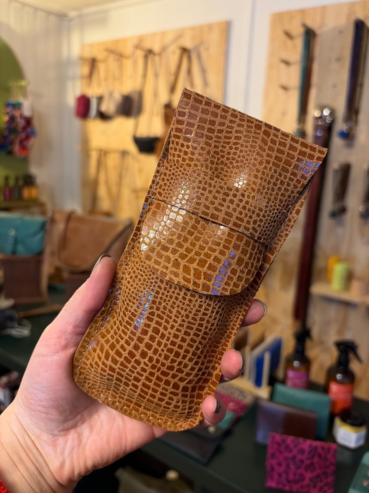 Funda de lentes cuadros cafe