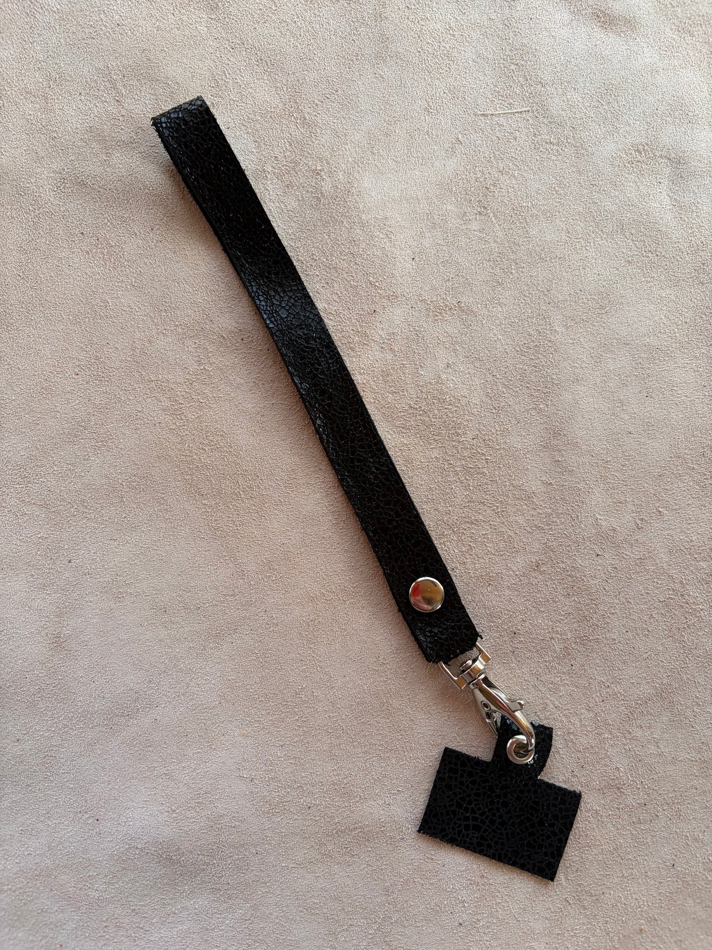 Lanyard de cuero Muñeca negro craquelado