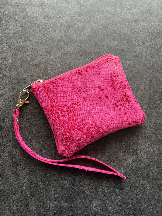 Monedero cuero fucsia piton