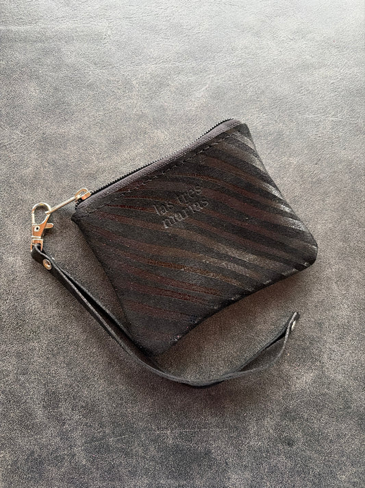 Monedero cuero cebra negro