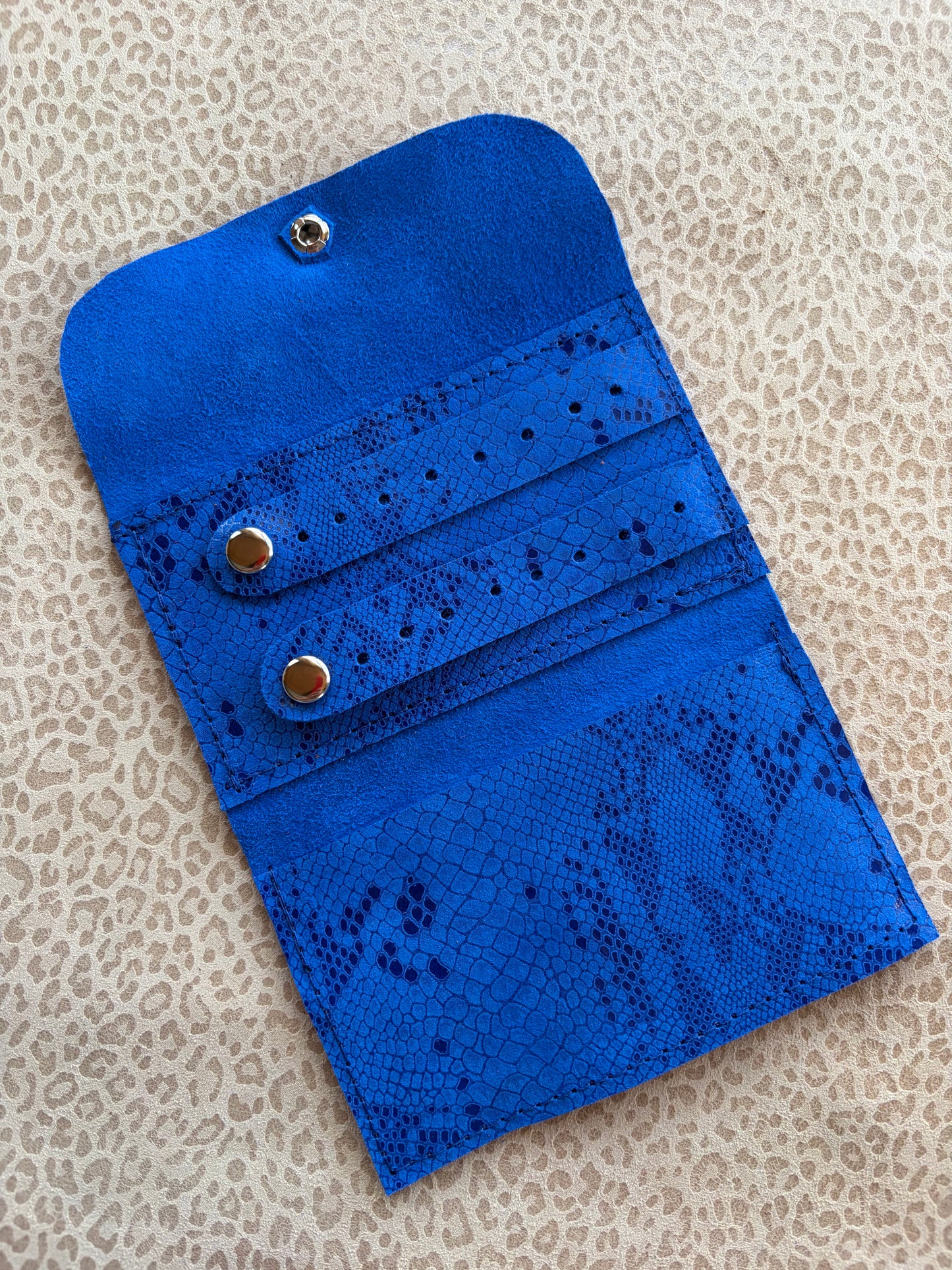 Joyero de cuero para cartera azul furia