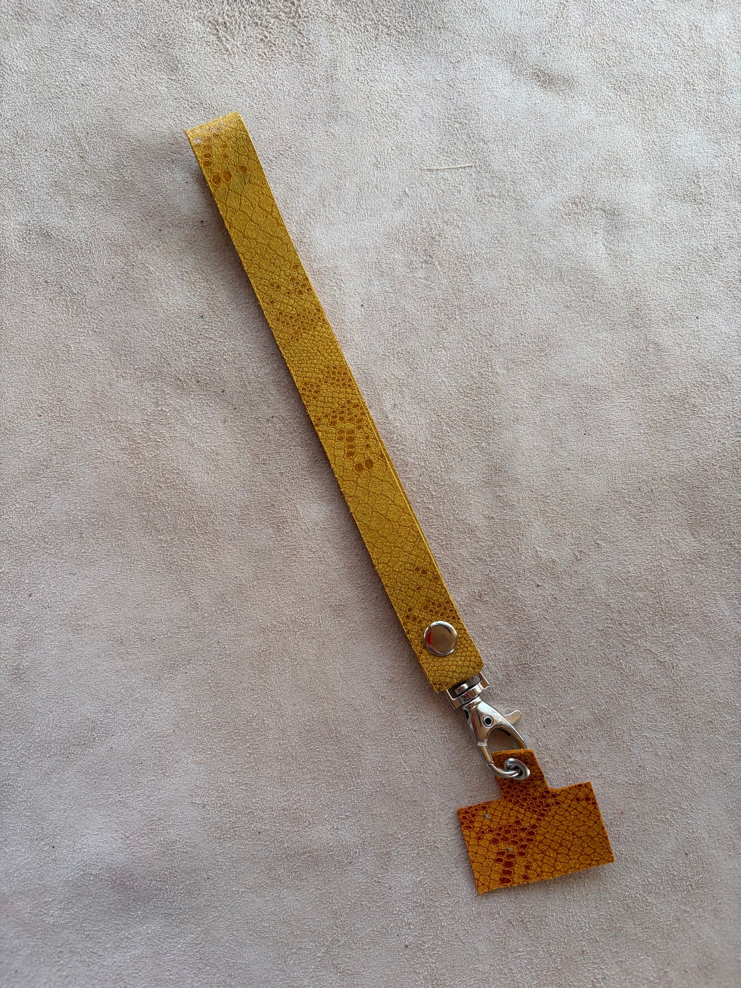 Lanyard de cuero Muñeca mostaza