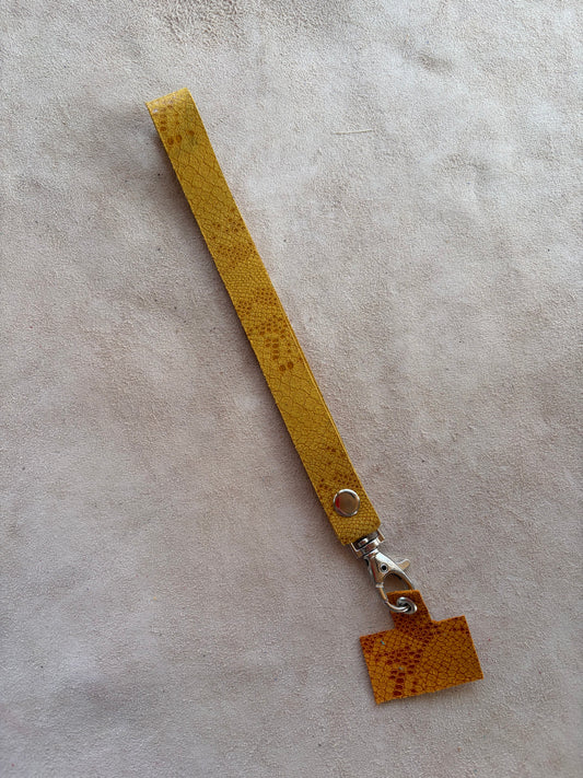 Lanyard de cuero Muñeca mostaza