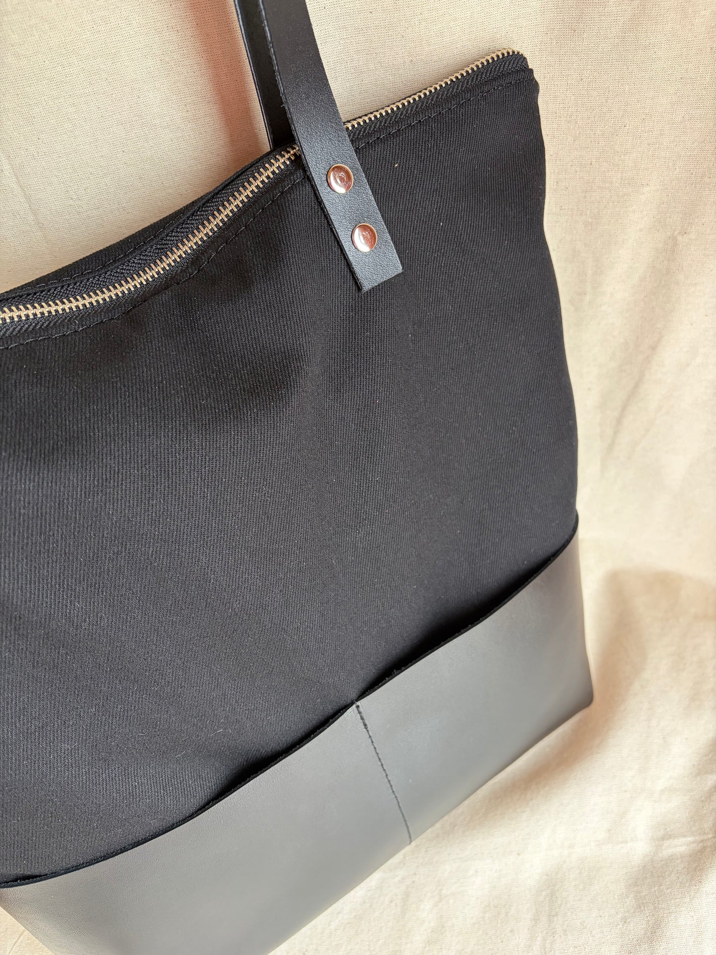 Totebag mezclilla y cuero clásico