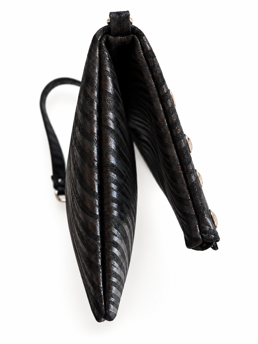 Bandolera Vicenta de cuero cebra folia negra