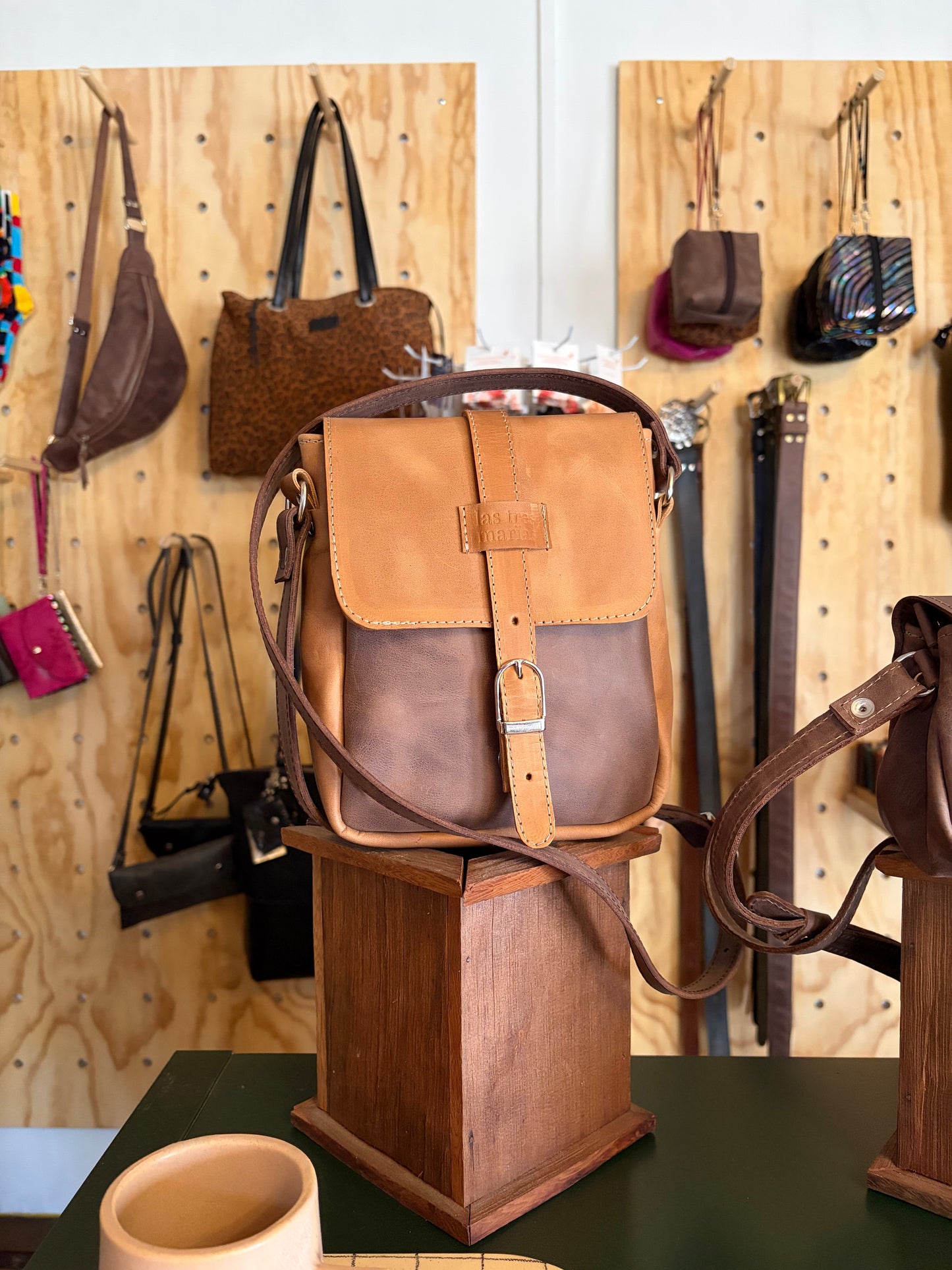 Bandolera Simone pocket miel & chocolate