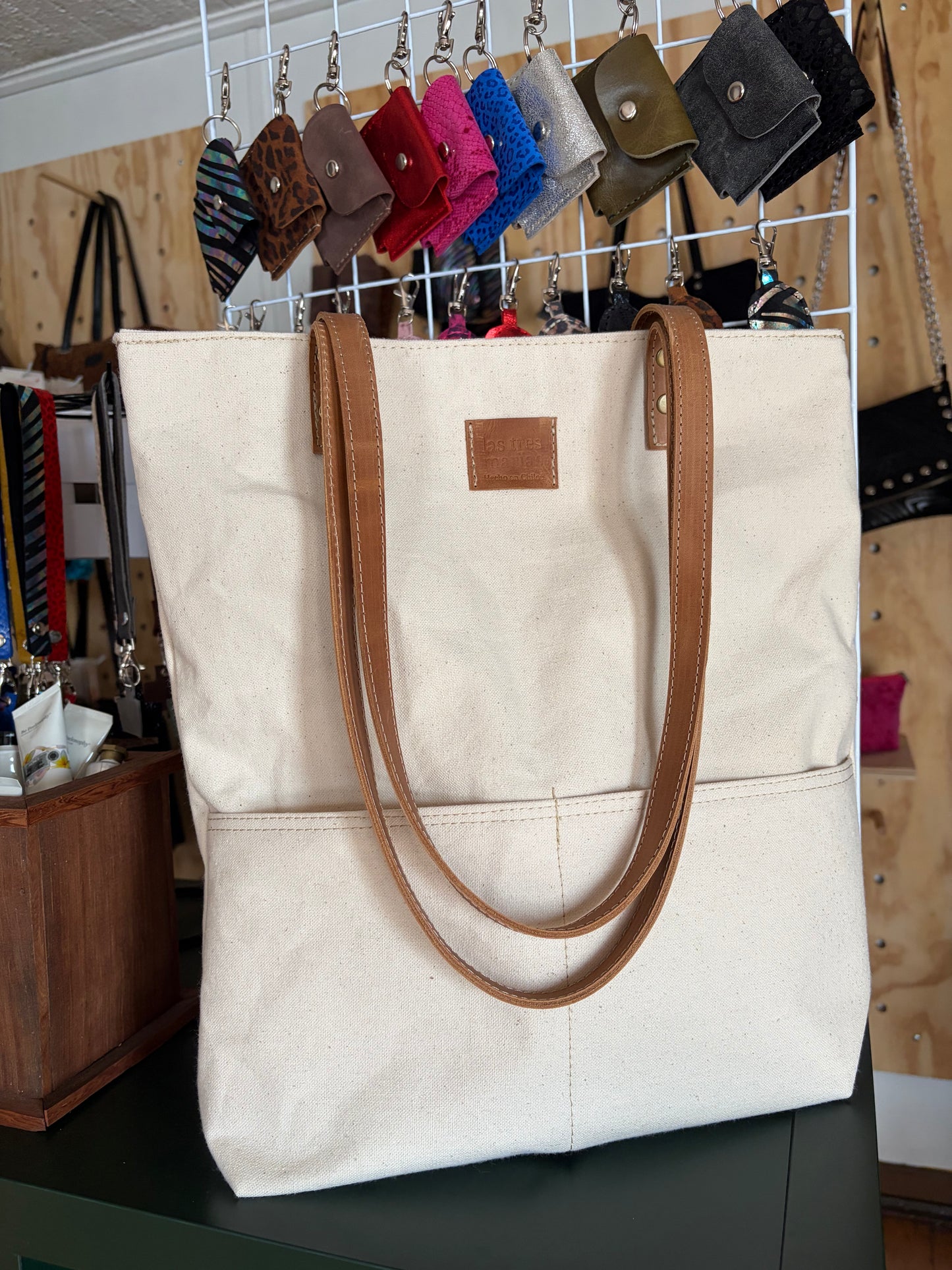 Totebag básico lona cruda y cuero