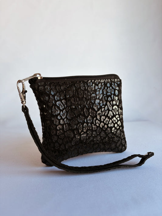 Monedero cuero negro chita