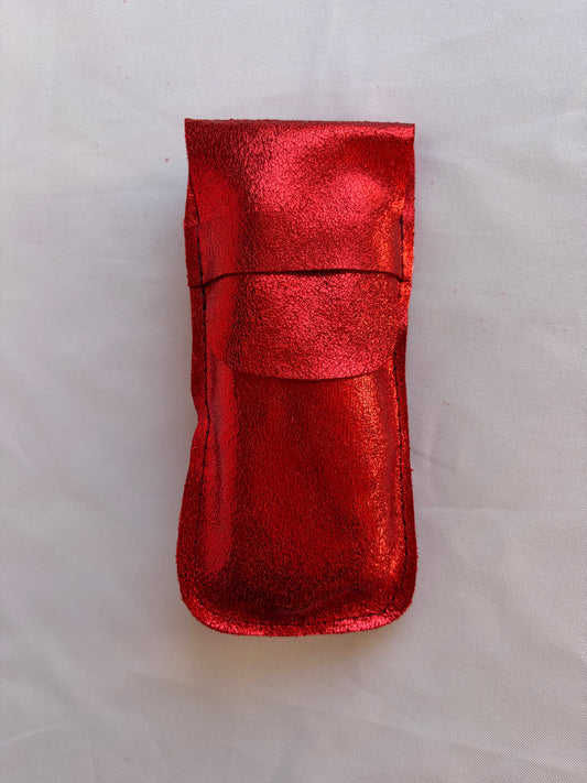 Funda de lentes rojo metalico