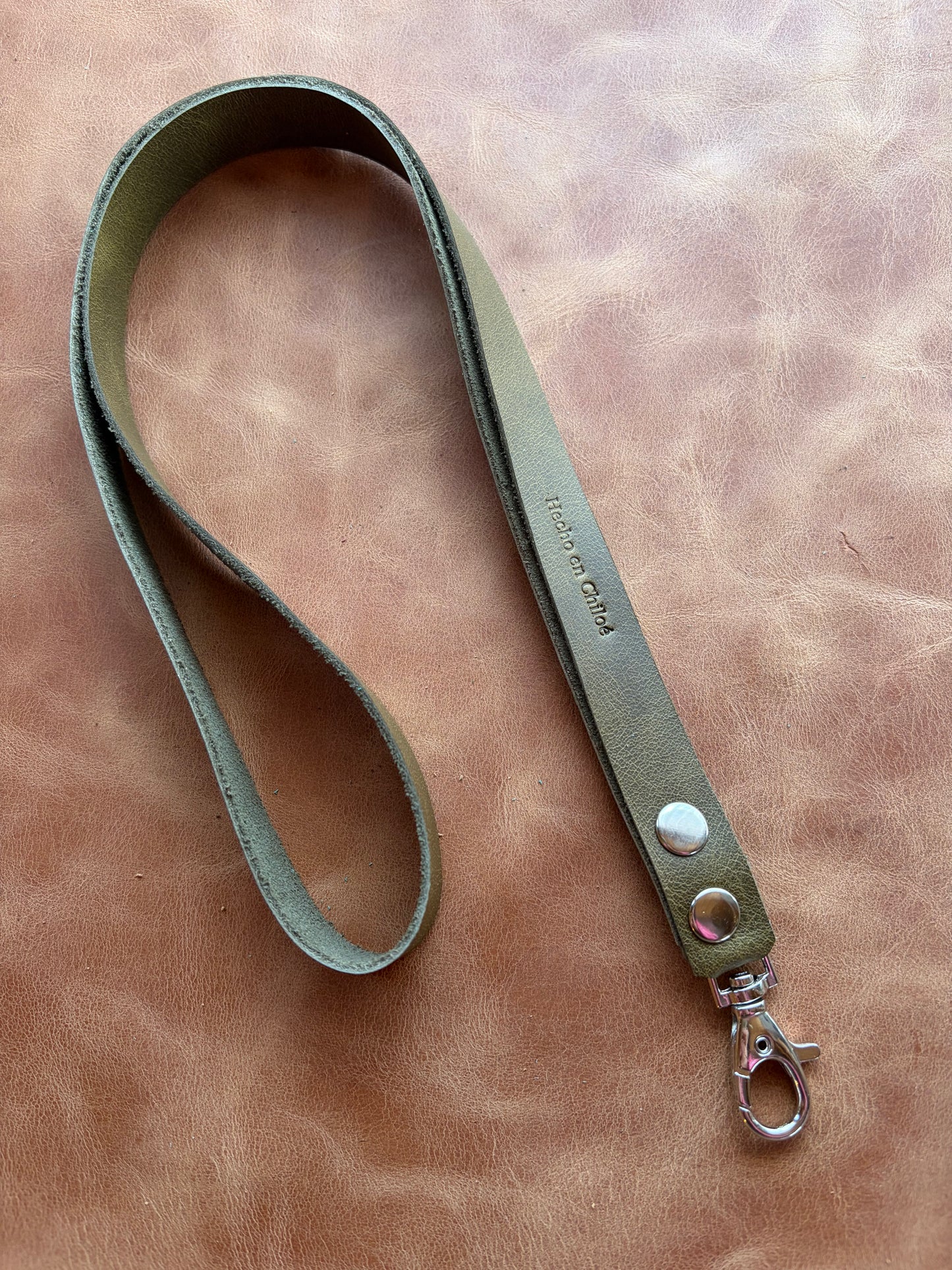 Lanyard cuero verde musgo
