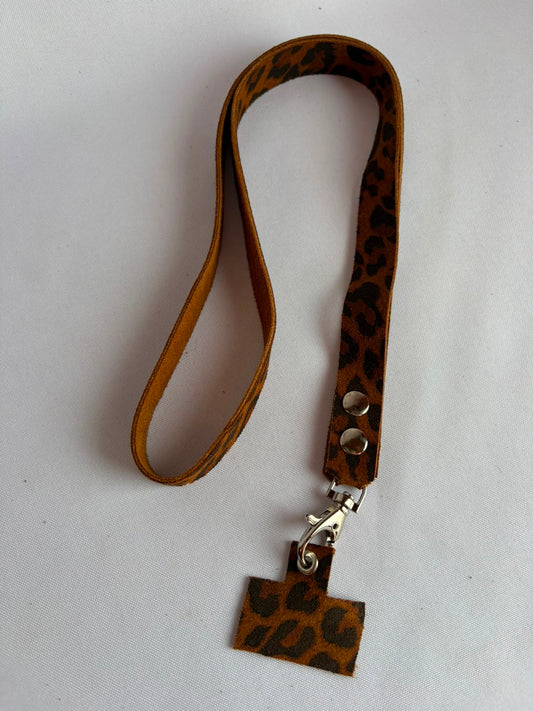 Lanyard de cuello animal print avellana